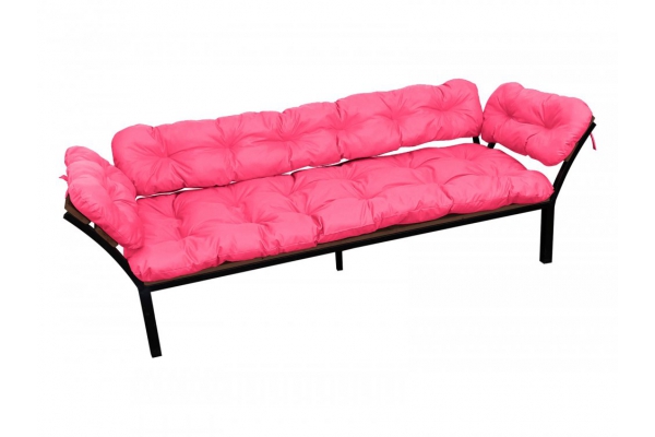 Диван Дачный с подлокотниками розовая подушка