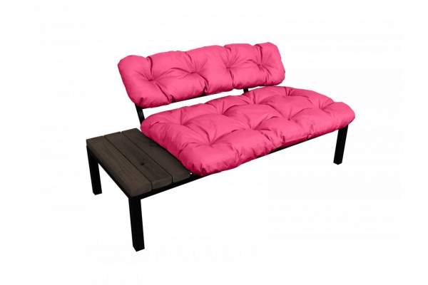 Диван Дачный со столиком розовая подушка
