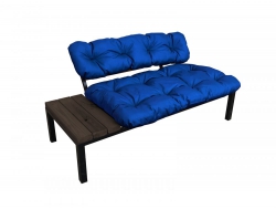 Диван Дачный со столиком синяя подушка