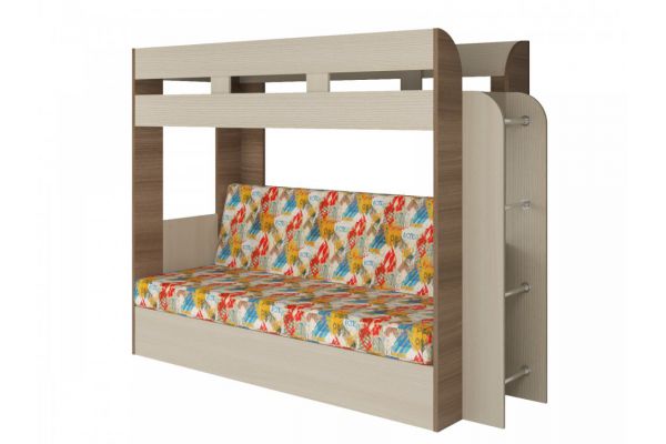 Двухъярусная кровать с диваном Карамель 75 шимо-арт