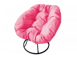 Кресло Пончик без ротанга каркас чёрный-подушка розовая