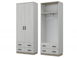 Шкаф для одежды с 2-я ящиками Лофт Дуб крафт белый