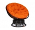 Кресло-качалка Papasan w 23/01 B с подушкой Antique brown, ткань Оранжевый