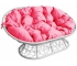 Диван Мамасан с ротангом каркас белый-подушка розовая