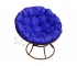 Кресло Папасан пружинка без ротанга каркас коричневый-подушка синяя