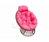 Кресло Папасан пружинка мини с ротангом каркас коричневый-подушка розовая