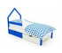 Кровать-домик мини Svogen ящики и бортик сине-белый